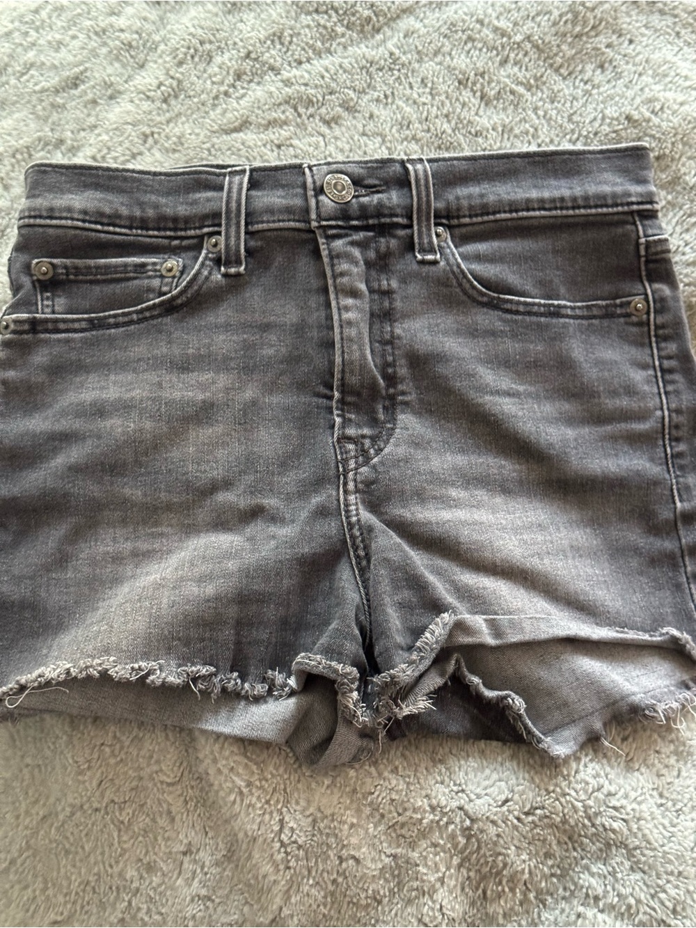 Levi's Women's Gray Frayed Hem Denim Shorts